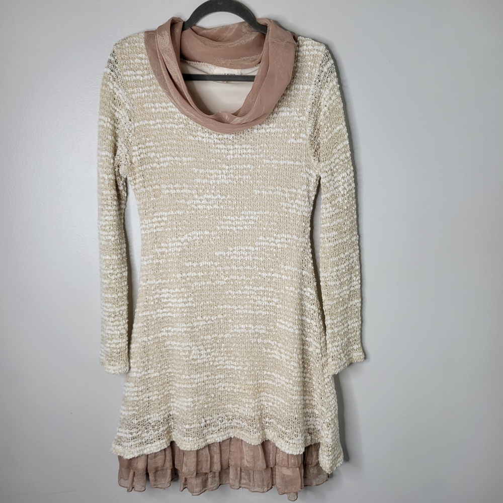 A'reve Cowl Neck Knit Midi Dress